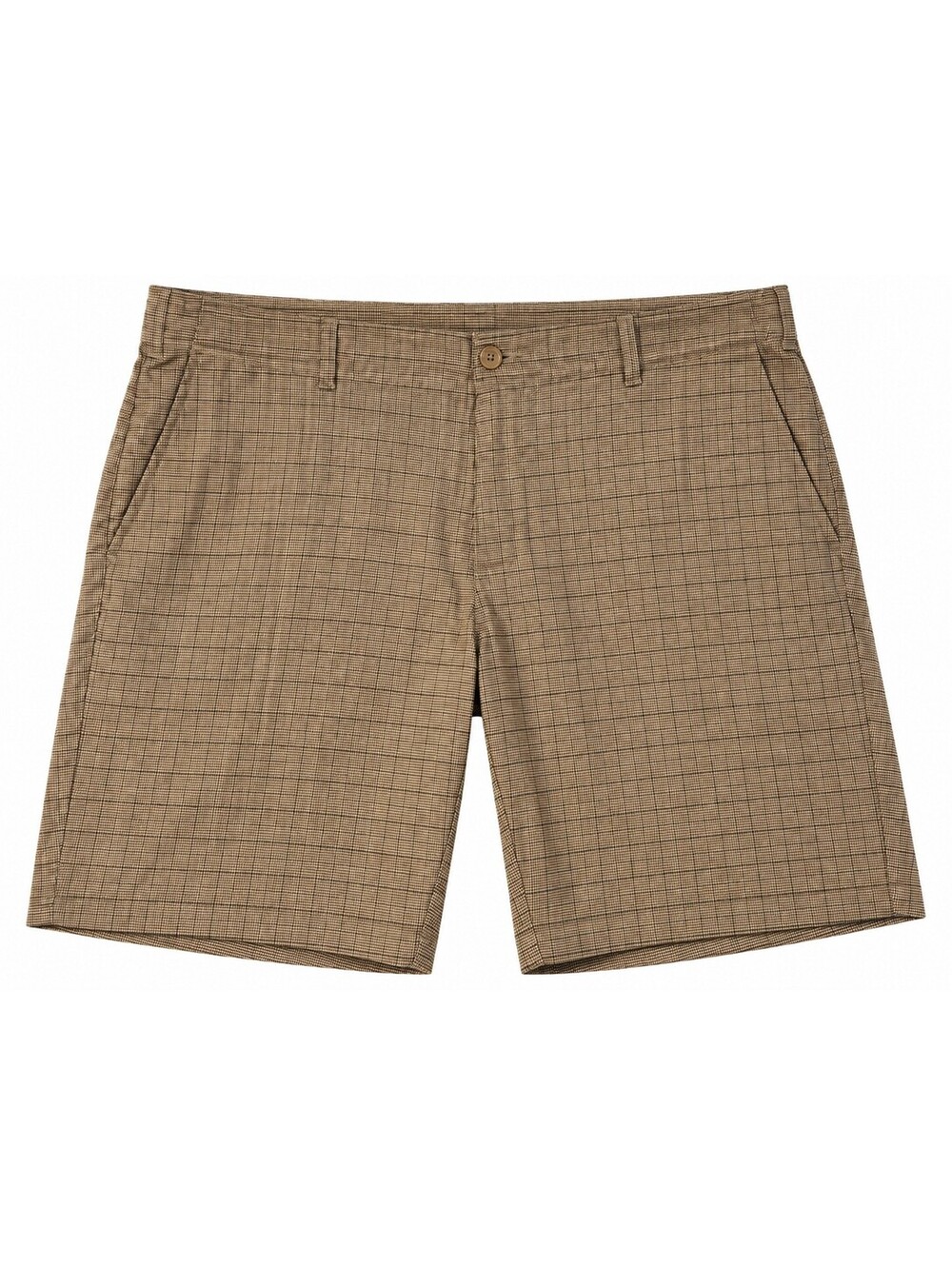 BCG Men's Shorts 40W Brown Tan Plaid Check Flat Front Casual Golf Walking